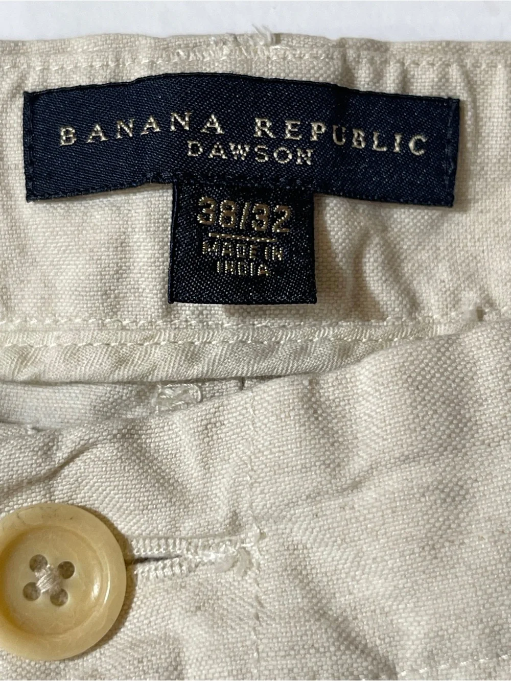 Banana Republic Dawson Linen Blend Pants 38x32 Ivory Relaxed Straight Resort